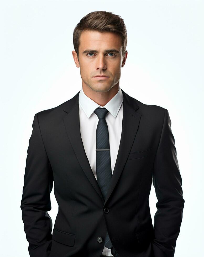 Ai generative Business man in a suit white transparent background photo