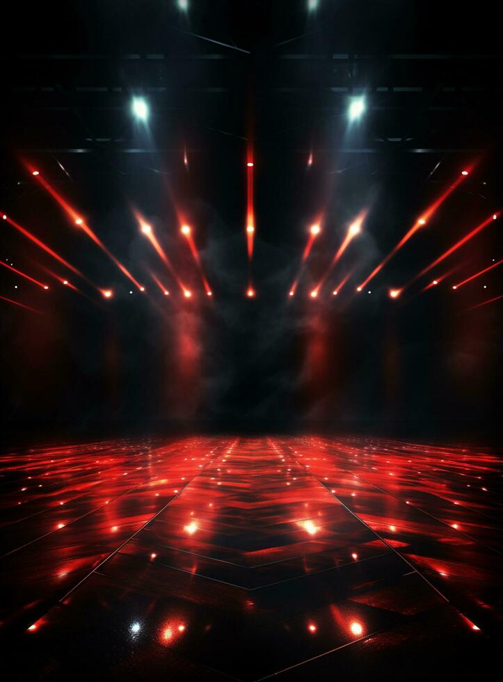Ai generative Backdrop With Illumination Of Red Spotlights For Flyers realistic image ultra hd high design photo