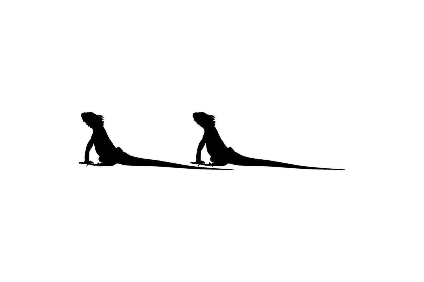 Silhouette of Iguana Reptiles, a genus of herbivorous lizards that are native to tropical areas of Mexico, Central America, South America, and the Caribbean. Vector Illustration