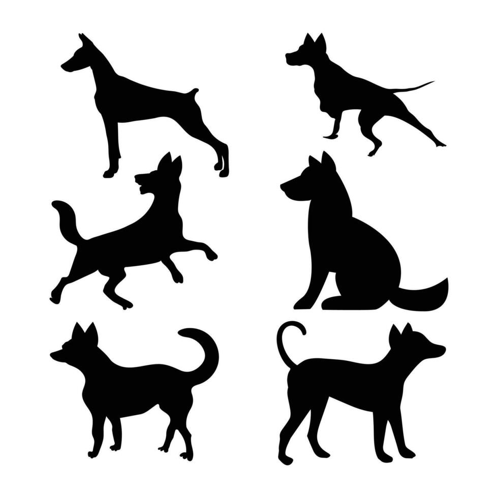 Collection of dog silhouettes. vector