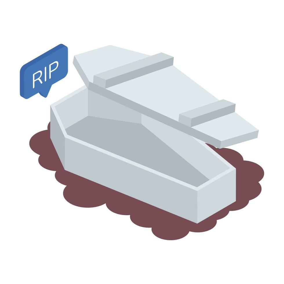 Here an isometric style illustration of coffin box vector