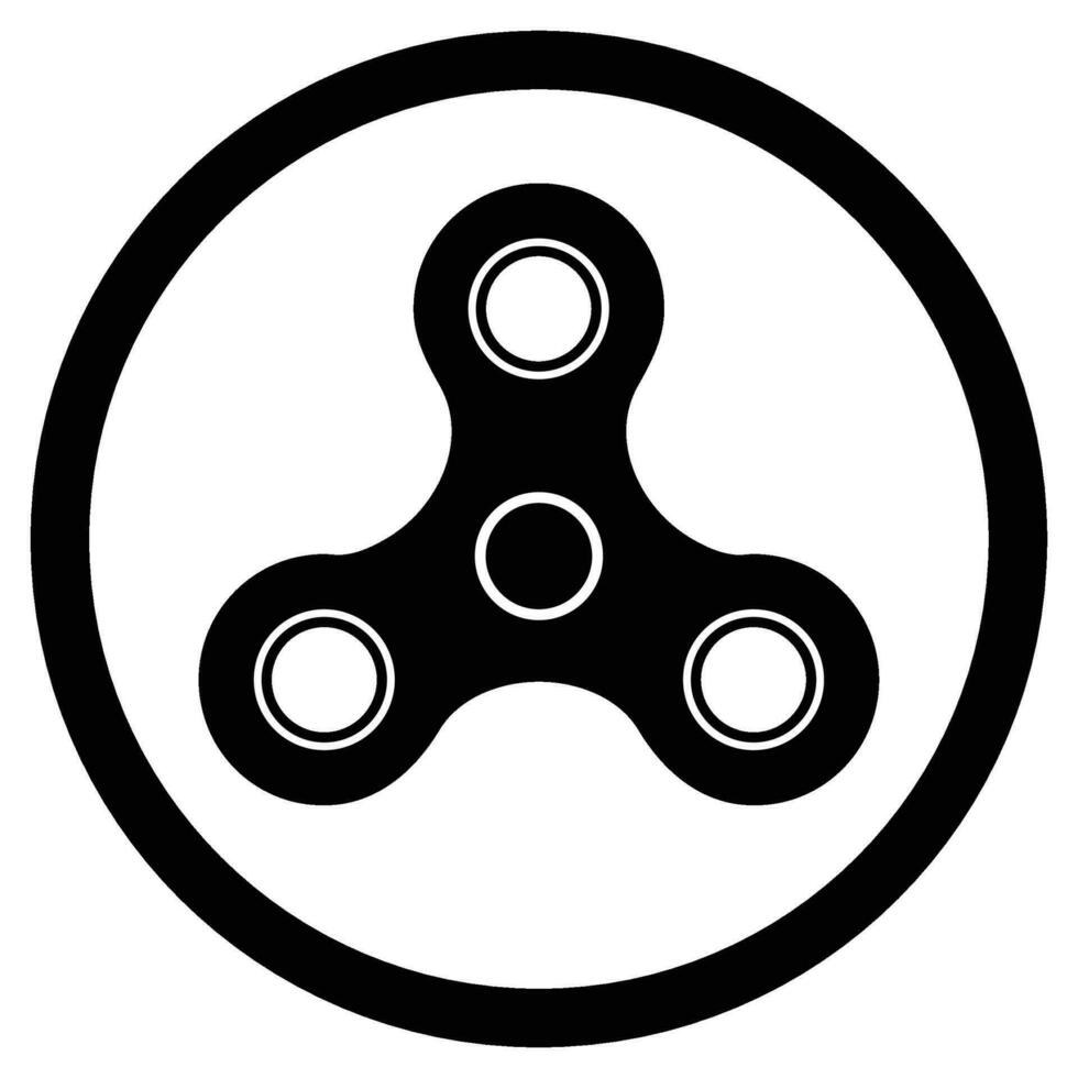 Spinner black icon. Vector fidget hand label monochrome, spinner circulation icon toy illustration