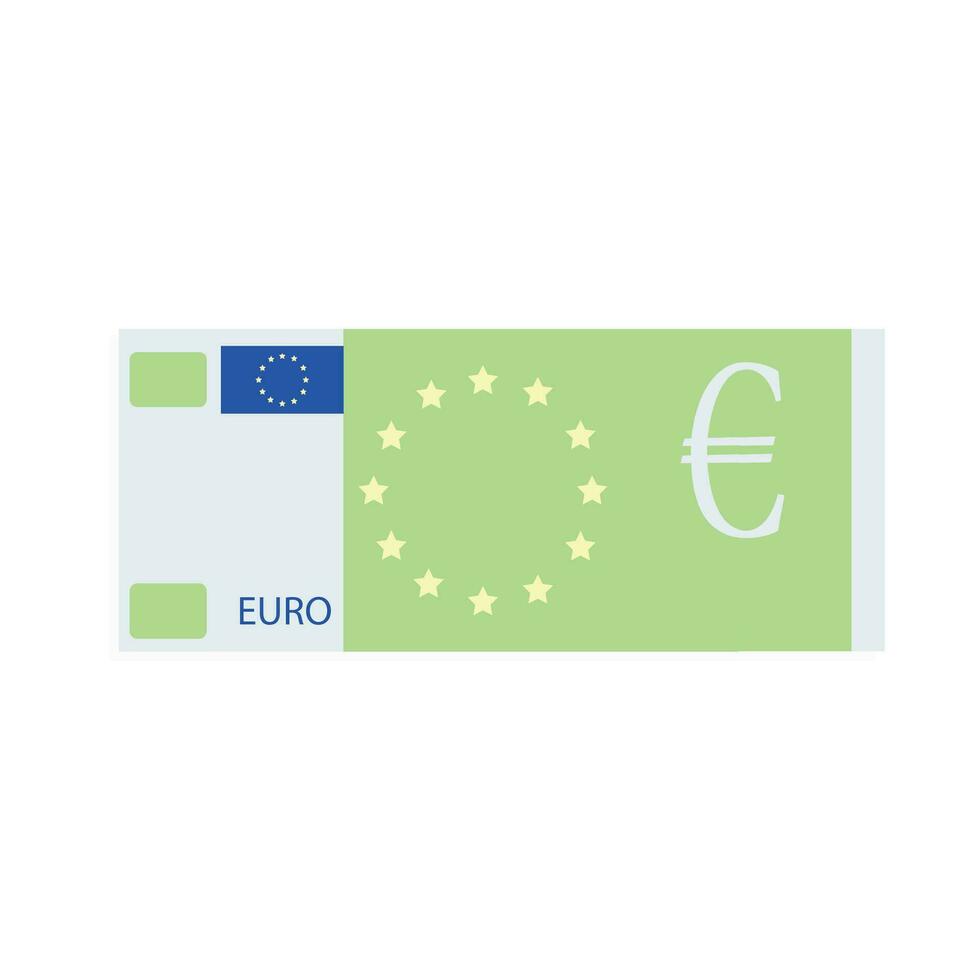 Euro banknote design flat cartoon. European money design, banknote cash, note bill share and bonus, vector illustration