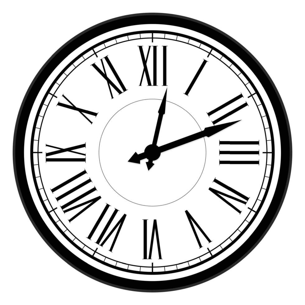 Clásico marcar reloj con romano numerales vector antiguo reloj, retro reloj antiguo, ilustración de Clásico hora reloj cara
