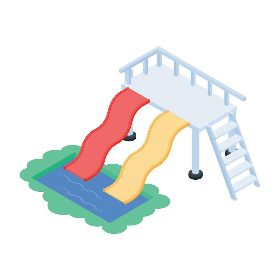 Check out this isometric illustration of water slides vector