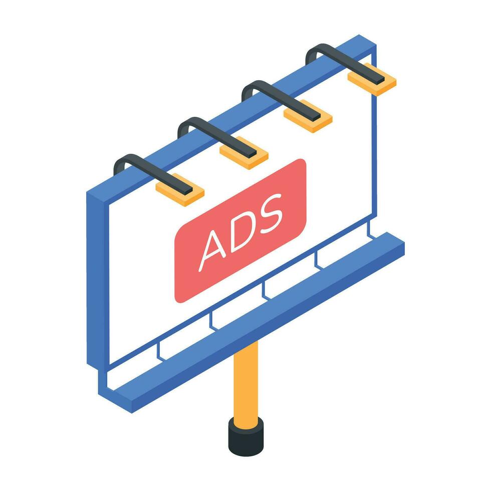 Premium isometric illustration of an ads billboard vector