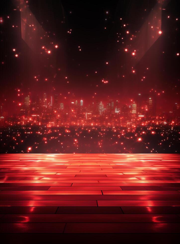 Ai generative Backdrop With Illumination Of Red Spotlights For Flyers realistic image ultra hd high design photo
