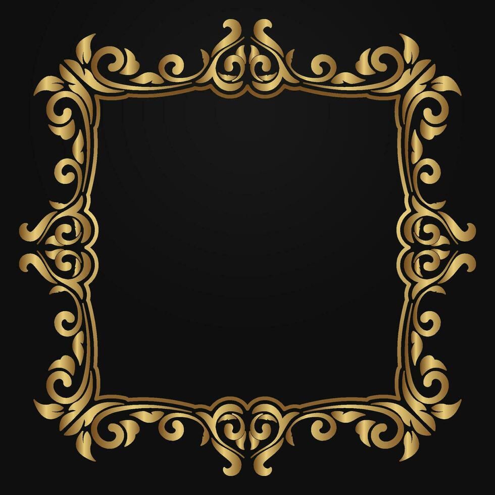 Vintage frame gold floral ornament vector