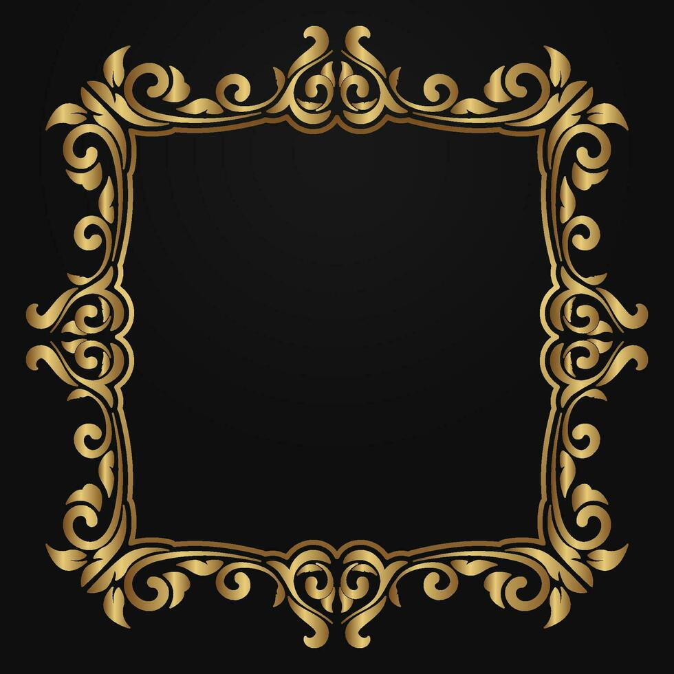 Vintage frame gold floral ornament vector