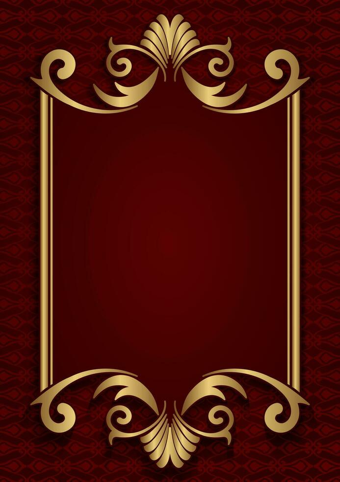 Vintage frame gold floral ornament vector