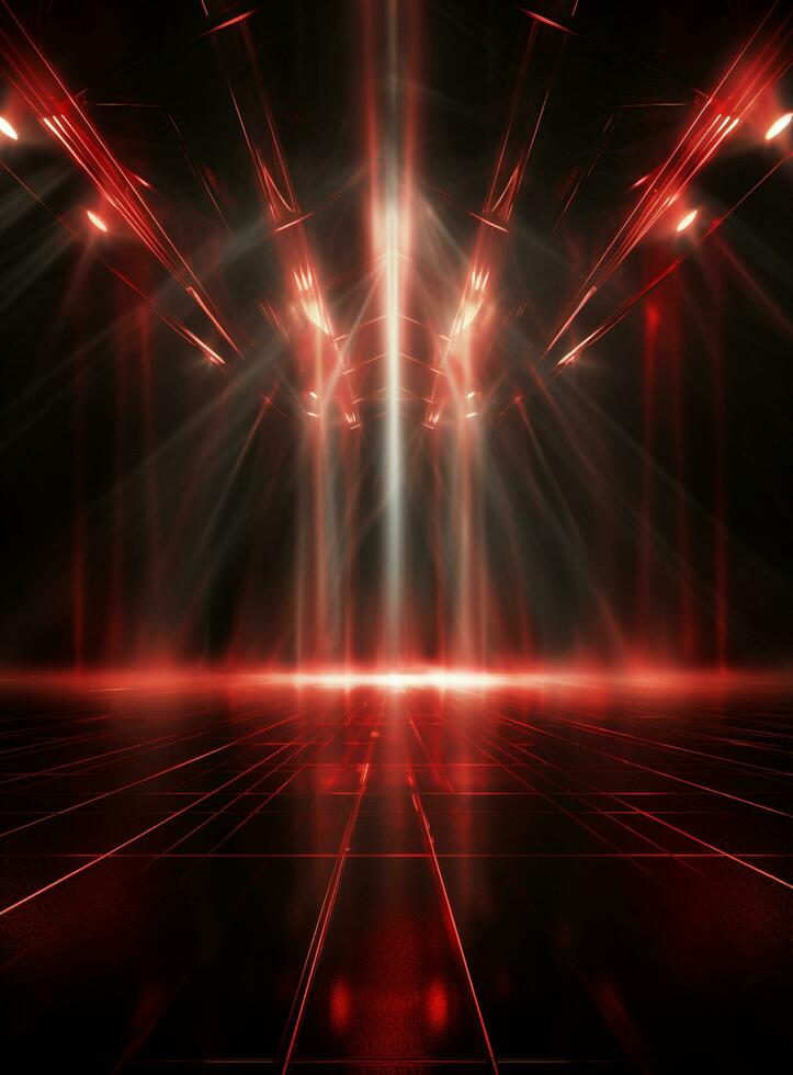 Ai generative Backdrop With Illumination Of Red Spotlights For Flyers realistic image ultra hd high design photo