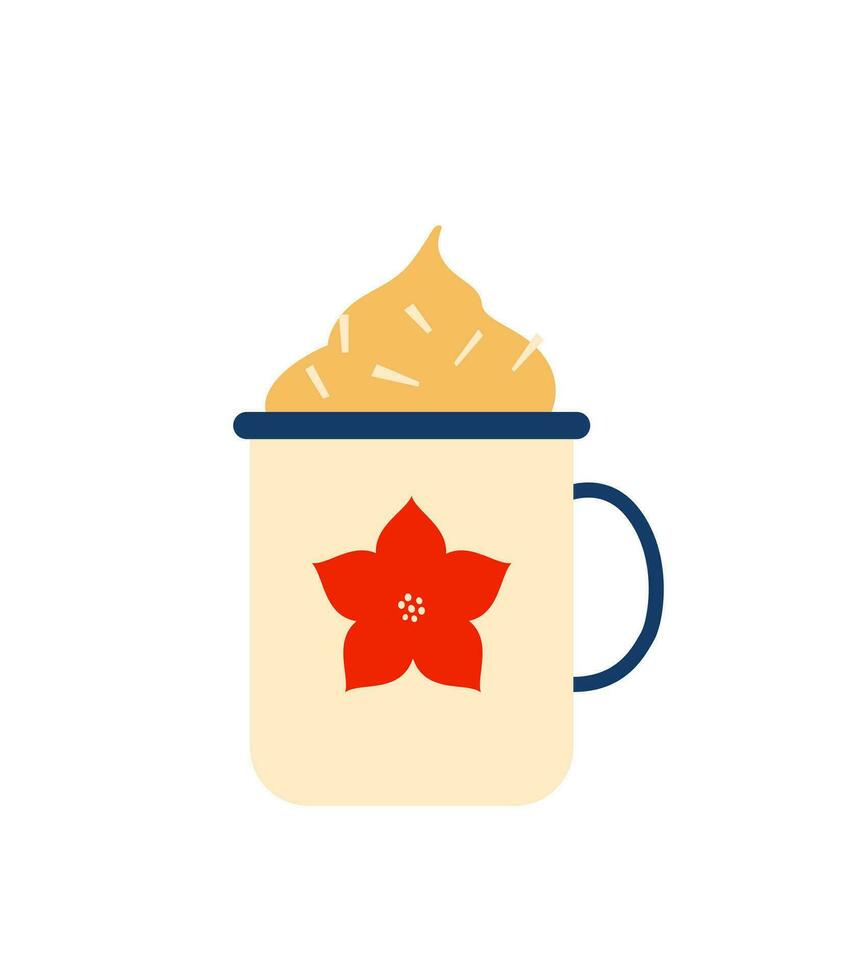 Scandinavian cup with beverage. Autumn and winter cozy season. vector