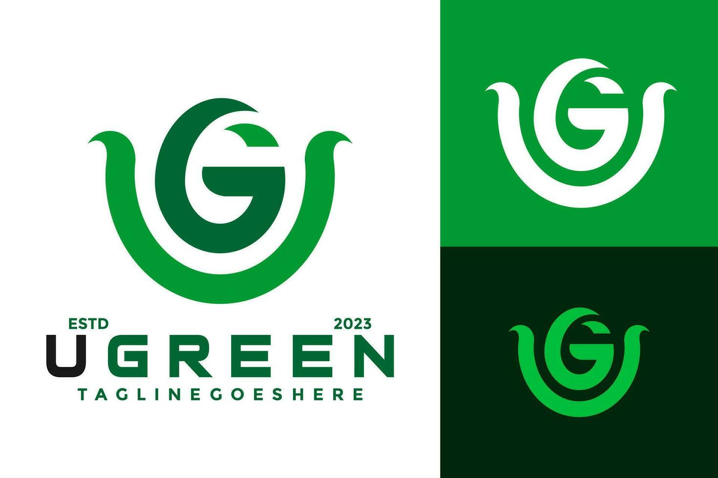 Letter U and G Green Logo design vector symbol icon illustration