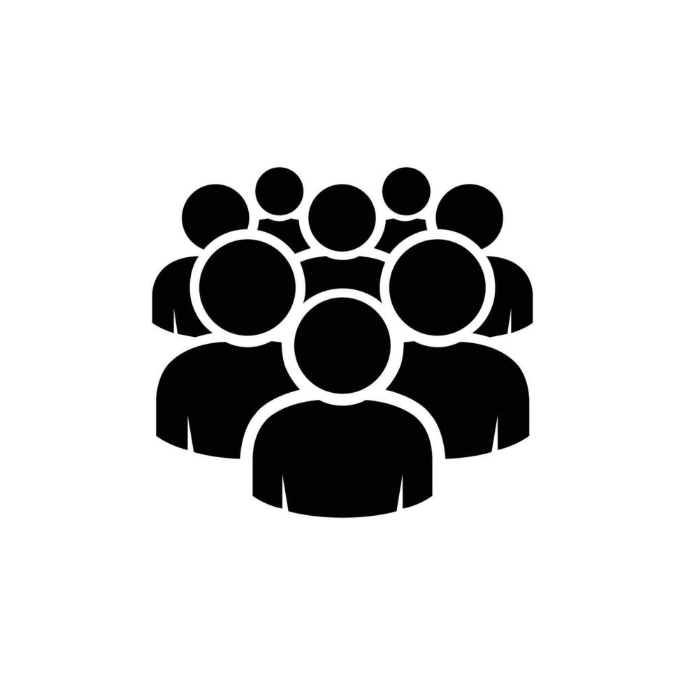 eps10 Illustration of crowd of  black people icon vector. User group network sign. Corporate team group symbol isolated on white background. Community member icon. Business team work activity. vector