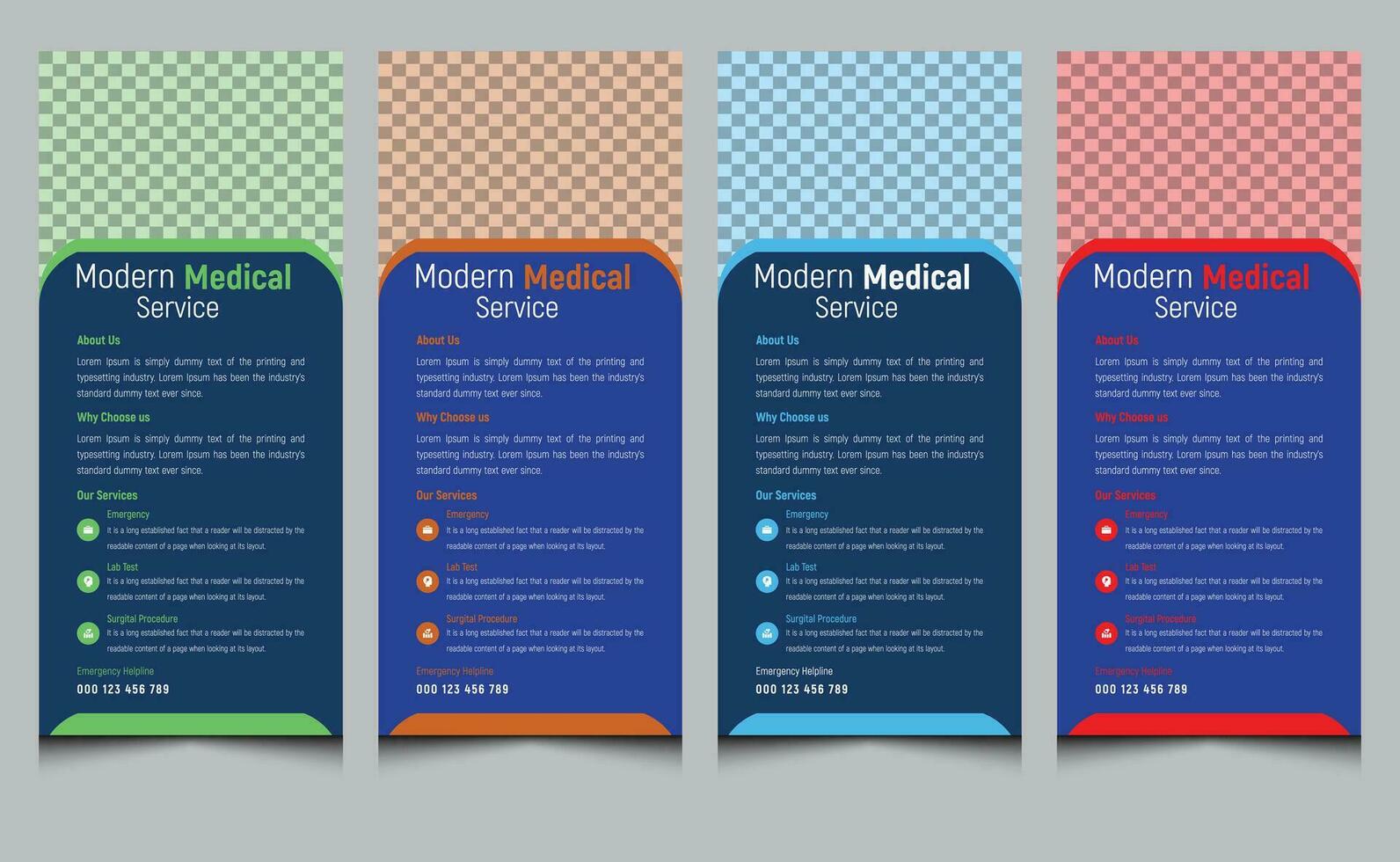 Awesome clean elegant simple creative unique modern corporate company professional health card medical business rack card dl flyer design template. vector