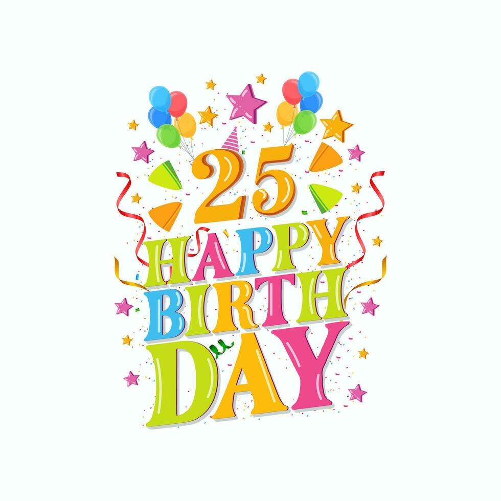 25th happy birthday logo with balloons, vector illustration design for birthday celebration, greeting card and invitation card.