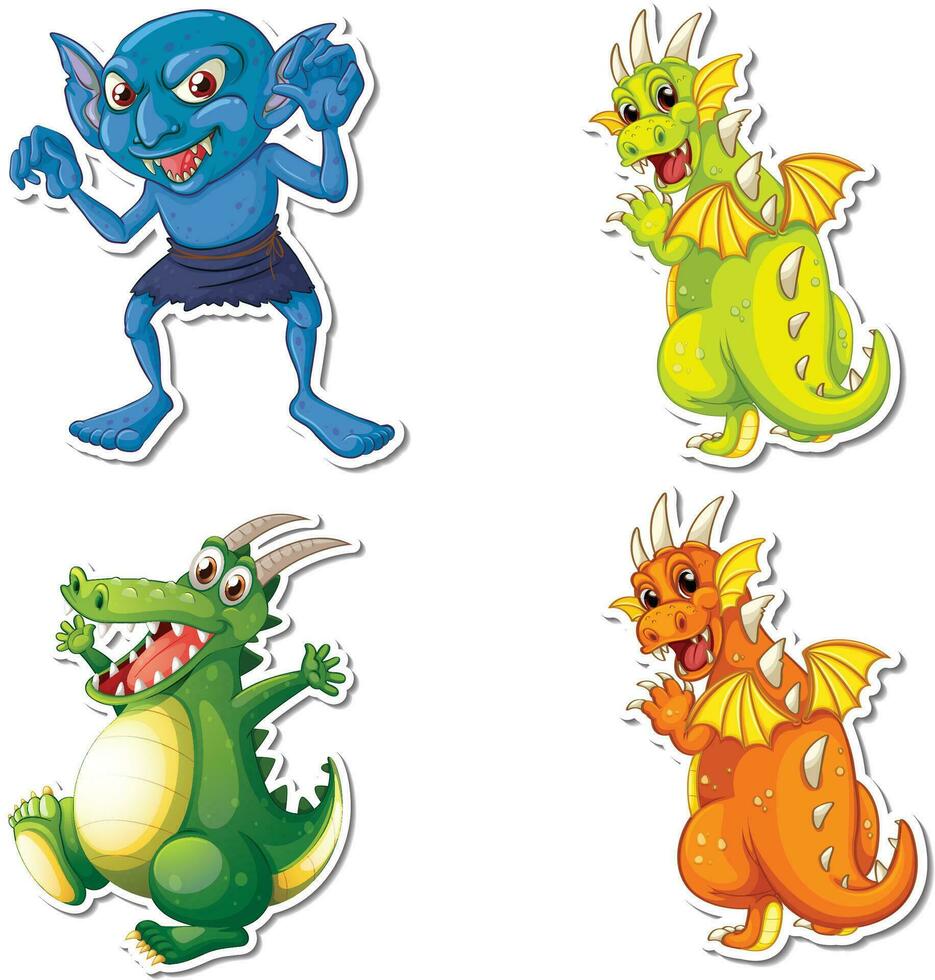 happy dragon set on white background vector