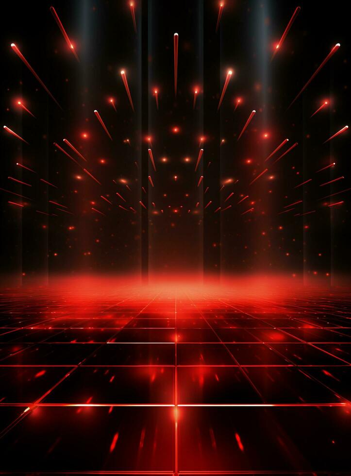 Ai generative Backdrop With Illumination Of Red Spotlights For Flyers realistic image ultra hd high design photo