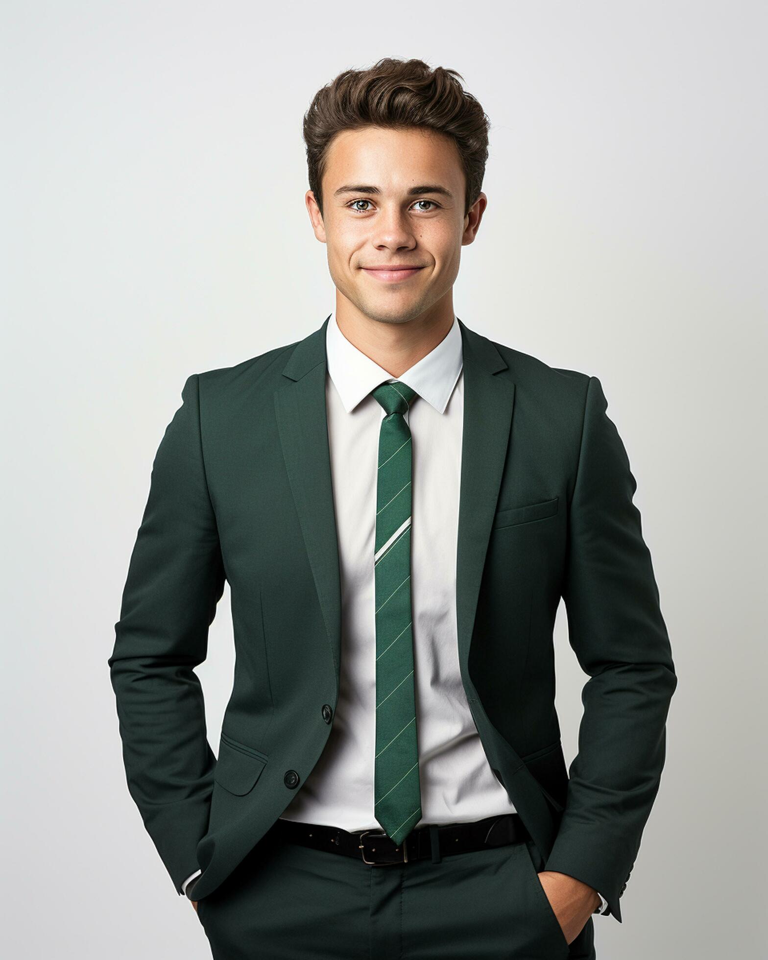 Ai generative Happy Business man in a suit white transparent background