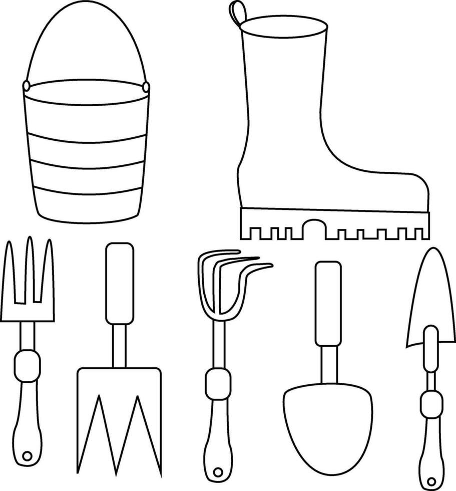 Outline farming clipart. farming tools clipart vector