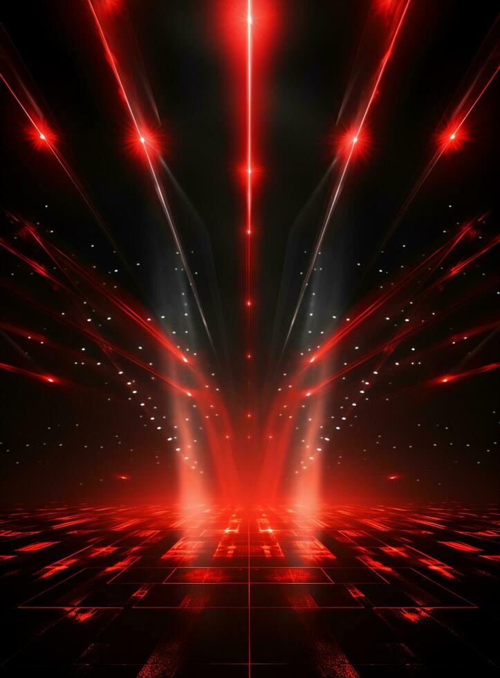 Ai generative Backdrop With Illumination Of Red Spotlights For Flyers realistic image ultra hd high design photo