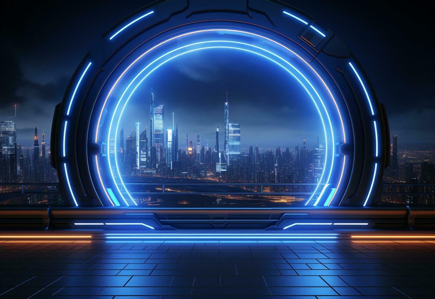 Ai Generative Neon illuminated futuristic backdrop realistic image, ultra hd, high design very detailed photo