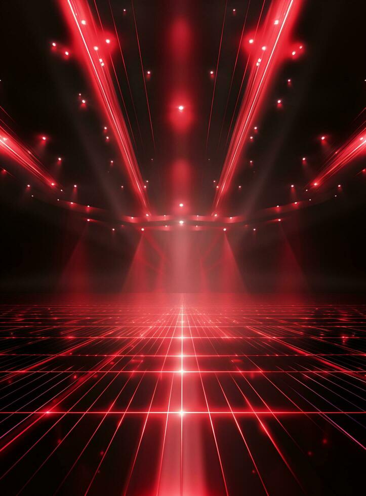Ai generative Backdrop With Illumination Of Red Spotlights For Flyers realistic image ultra hd high design photo