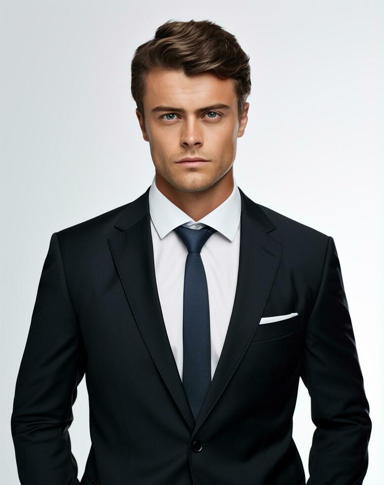 Ai generative Business man in a suit white transparent background photo