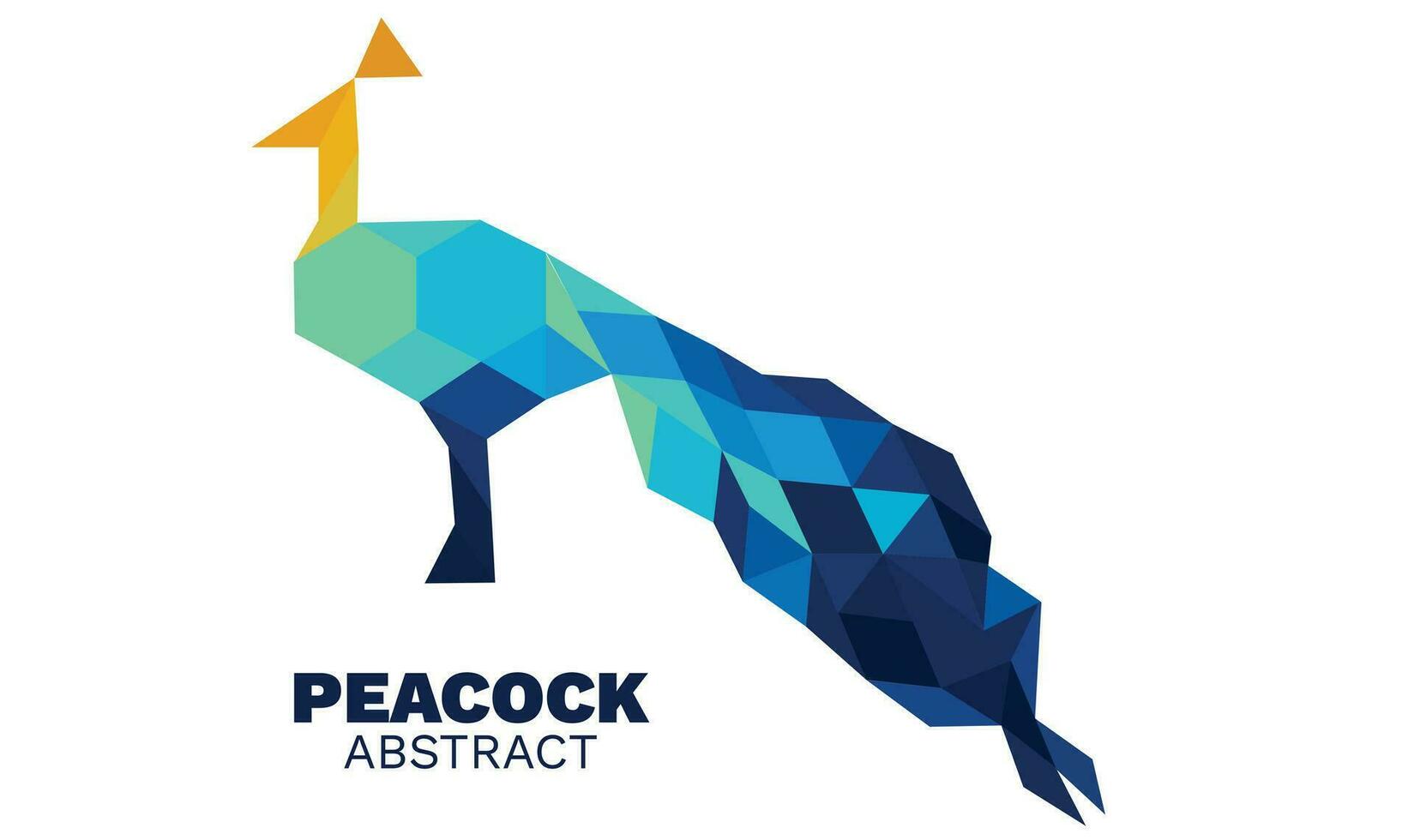 low poly polygonal geometric triangle peacock. Abstract peafowl for mosaic. vector