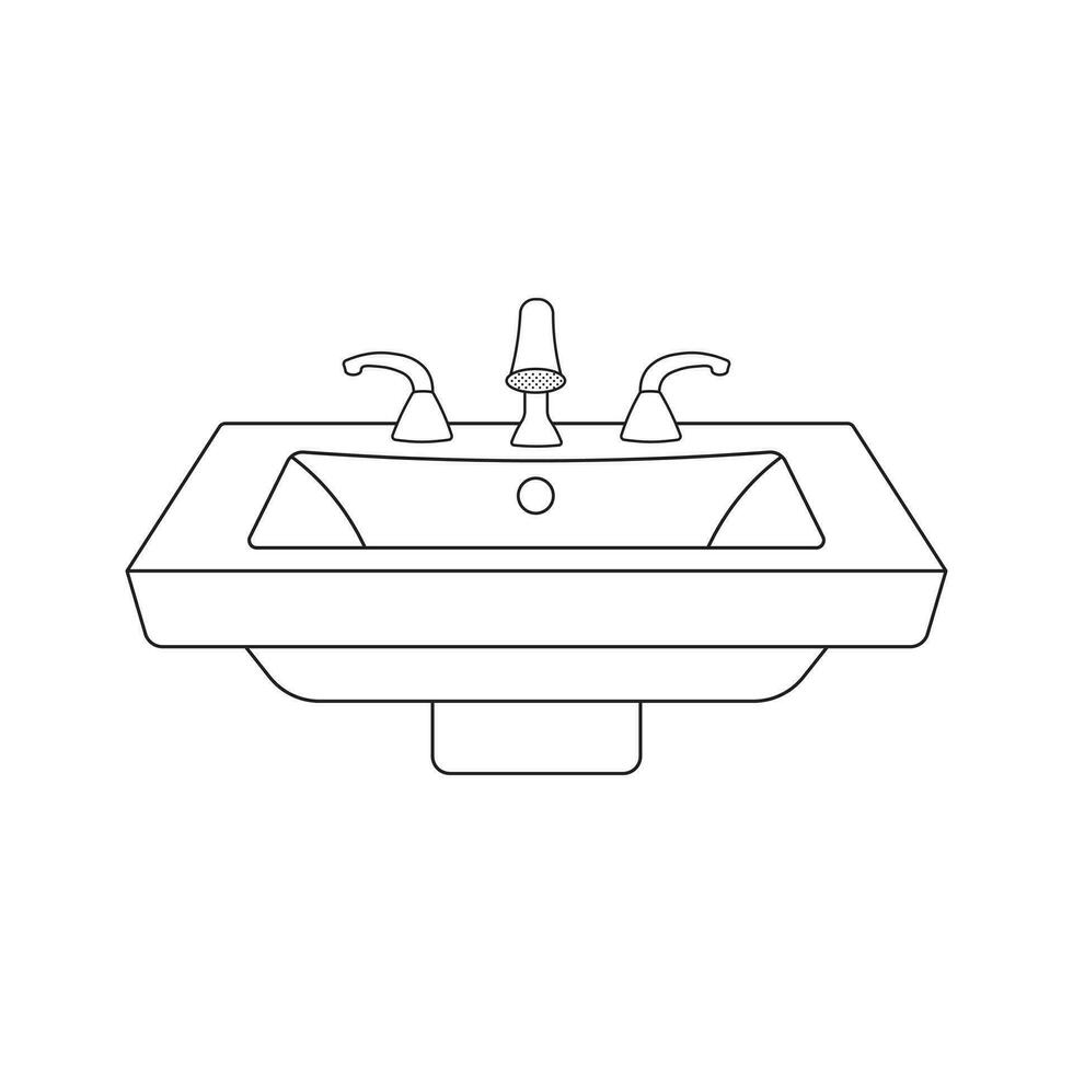 Hand drawn Cartoon Vector illustration bathroom sink icon in doodle
