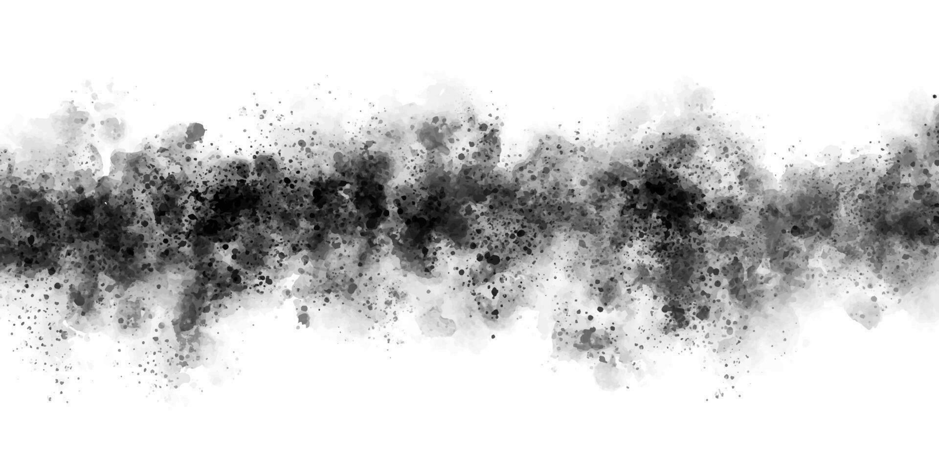 black splatter watercolor hand drawn background. Splashes, blots, watercolor stains vector