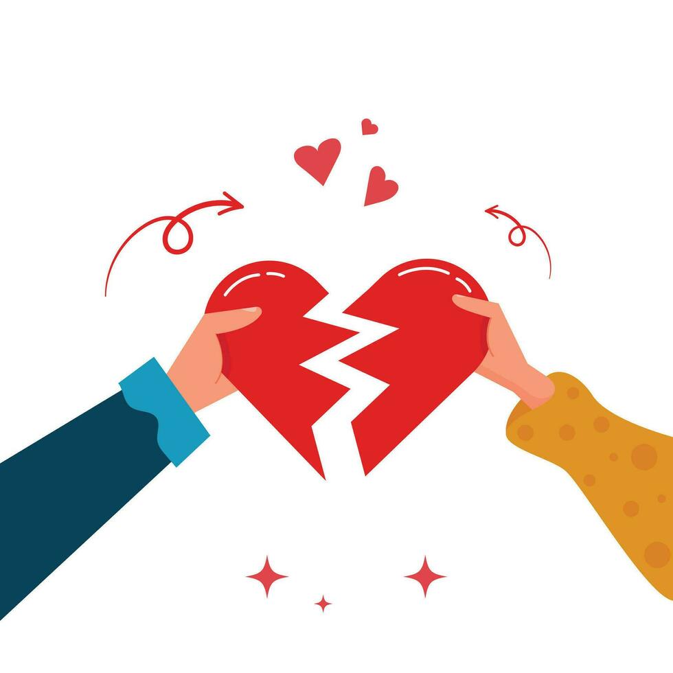 vector illustration of re-building love after an argument, flat design concept