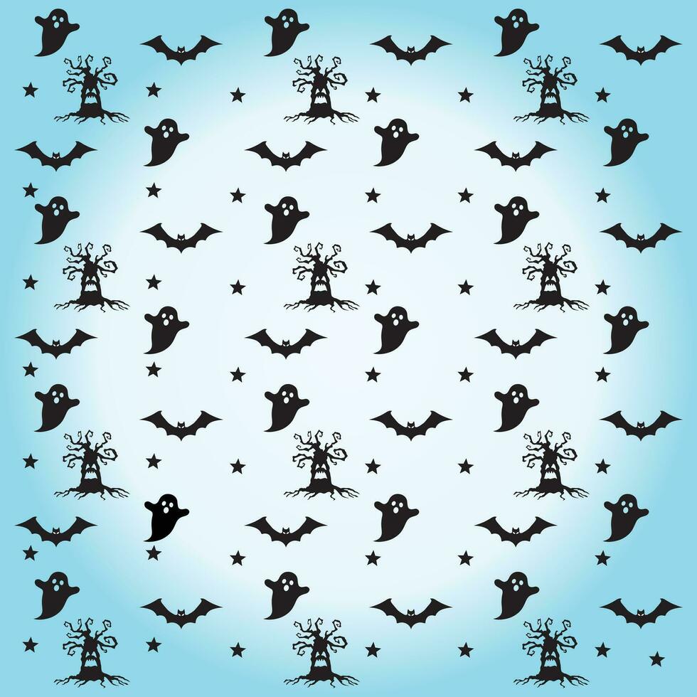 Halloween  pattern background design with pumpkin, ghost, skull, spider web, bats. Vector Halloween  pattern design.
