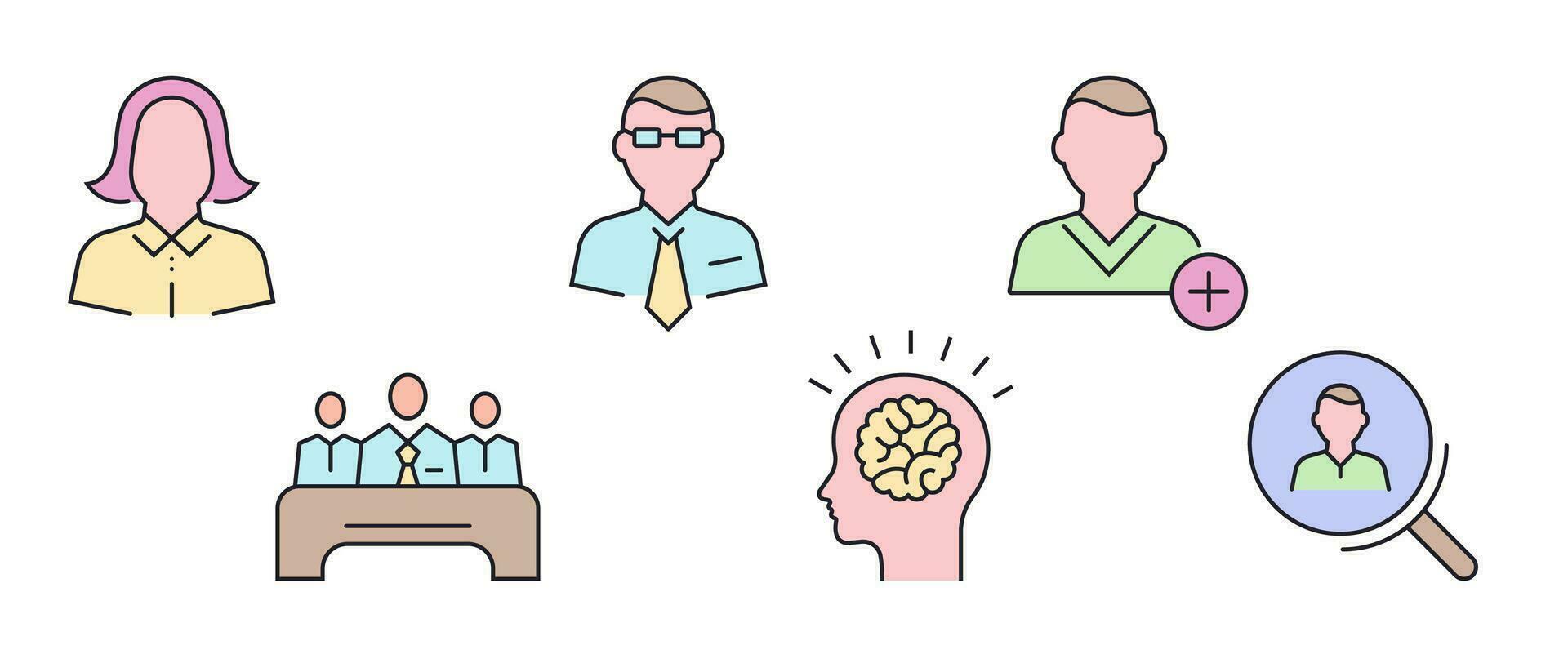 This is a set of colored contour employee search icons vector