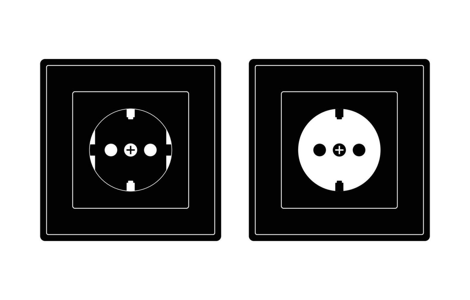 Electrical outlet silhouette, wall plug power supply icon vector