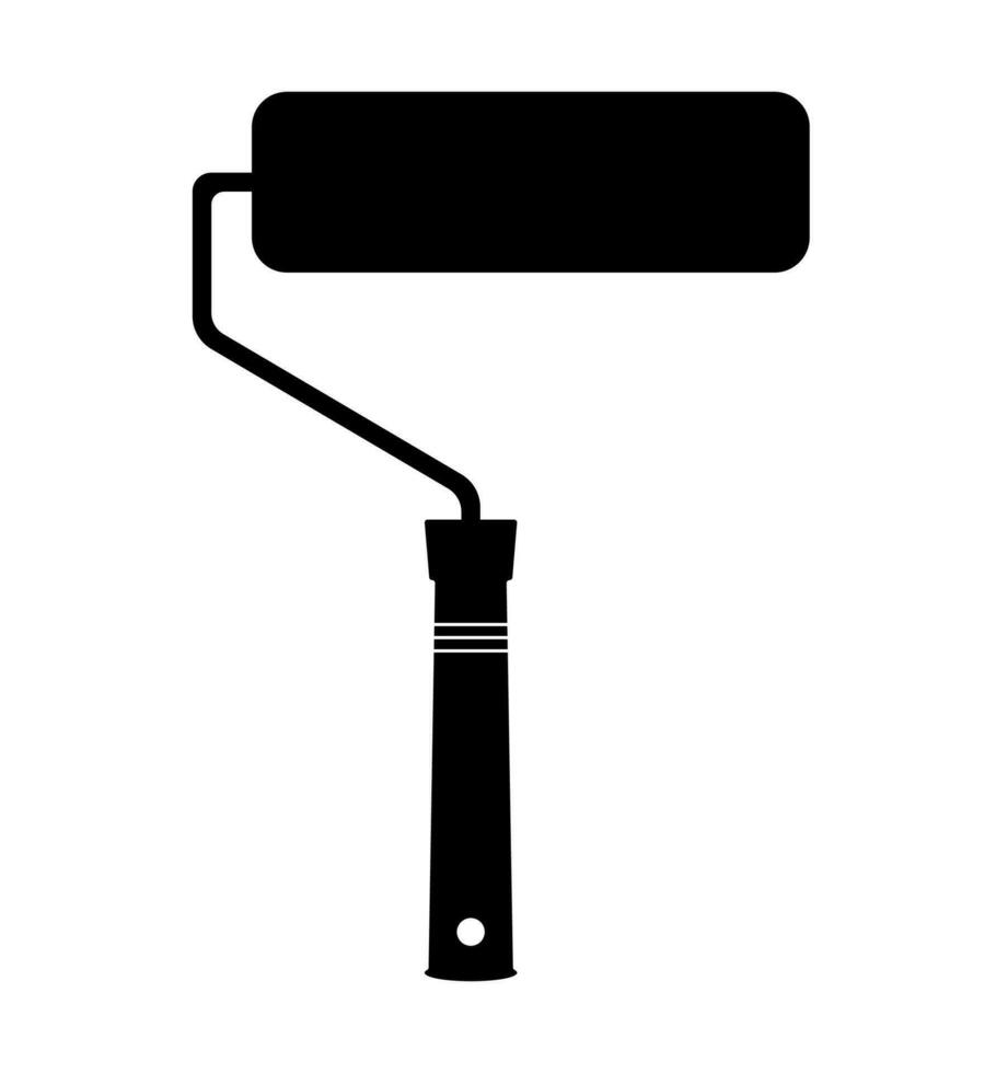 Paint roller silhouette, brush painting, home renovation tool vector