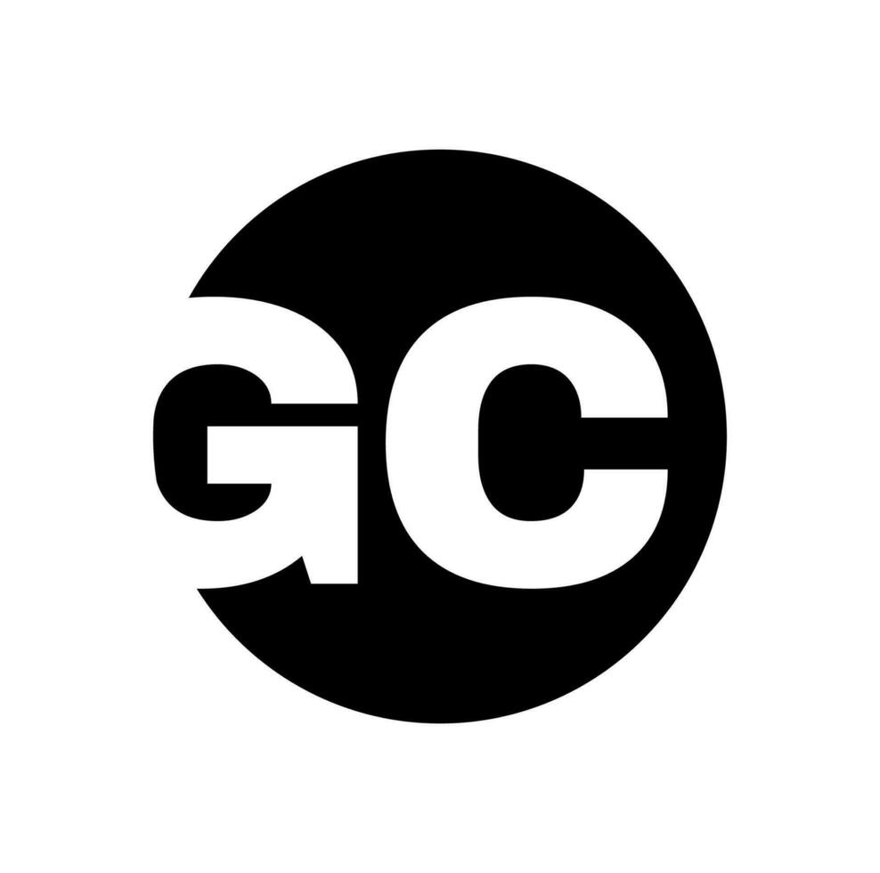 GC marca nombre tipografía monograma inicial carta. vector
