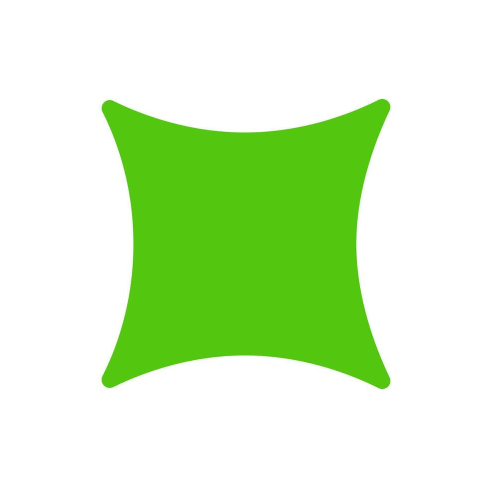 Green curved square star vector icon.