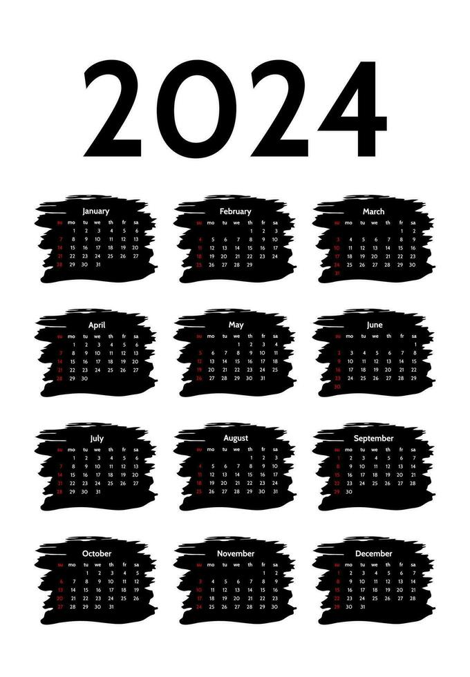 Calendar for 2024 isolated on a white background vector
