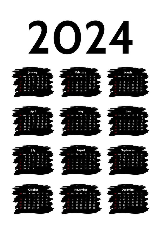 calendario para 2024 aislado en un blanco antecedentes vector