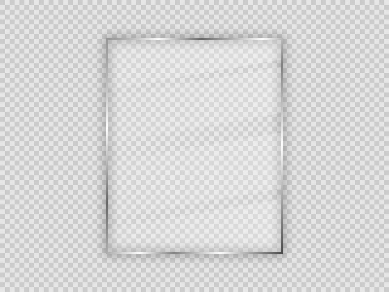 Glass plate in vertical frame isolated on background. Vector illustration.