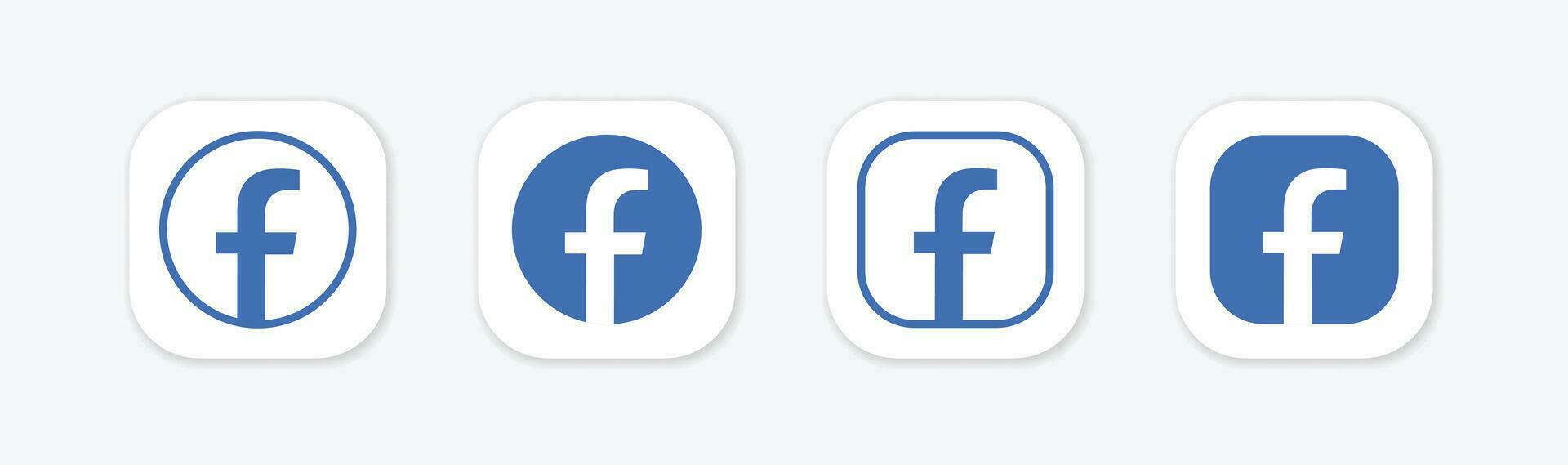Facebook icons. Facebook logo. Facebook flat icons isolated on white