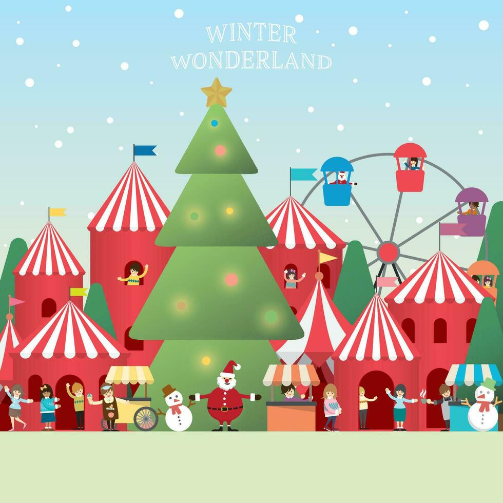 invierno mundo maravilloso vector ilustración tener blanco espacio. alegre Navidad y contento nuevo año saludo tarjeta modelo.