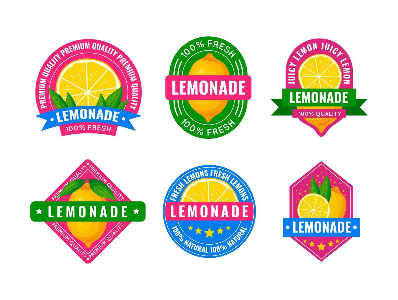 dibujos animados color limonada etiquetas colocar. vector