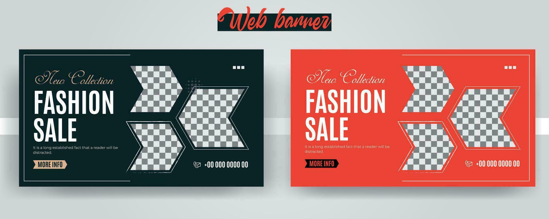 especial descuento Moda rebaja web bandera modelo para negocio marketing, plantilla bandera y cubrir anuncios, lata utilizar para social medios de comunicación, modelo rebaja con negro y rojo color, archivo con en capas y eps 10 vector