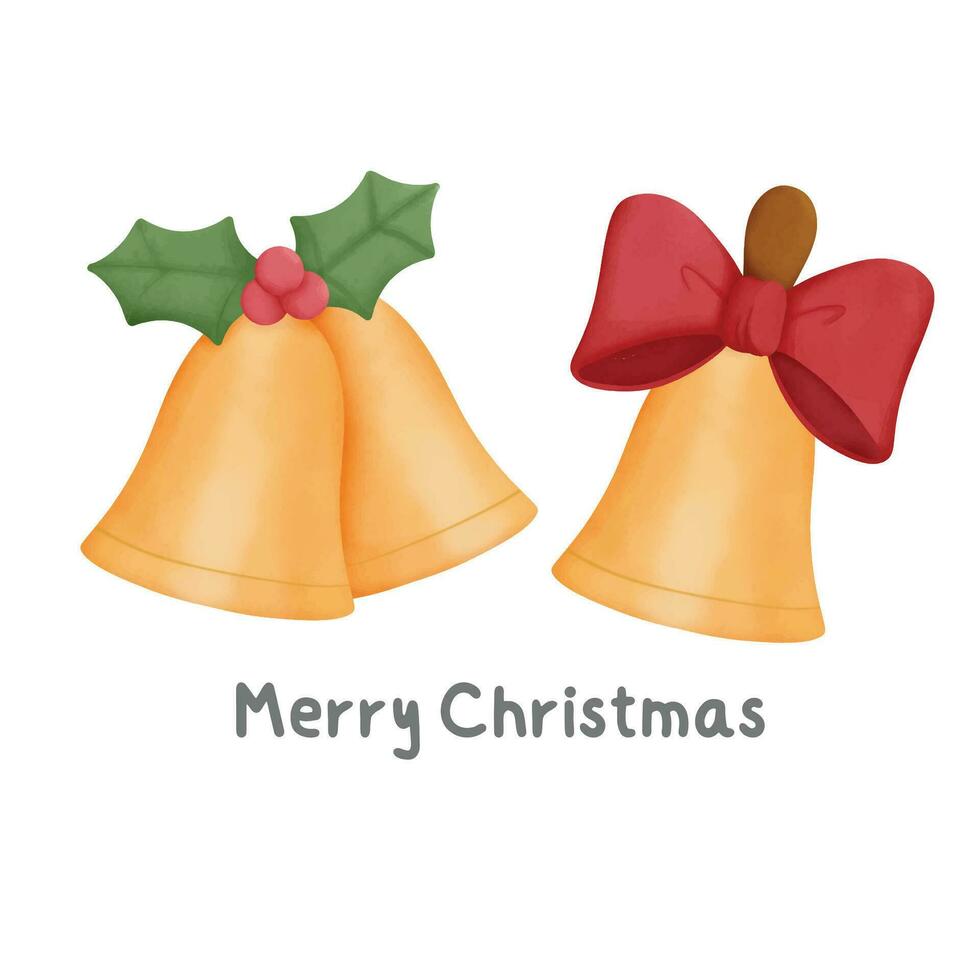 Watercolor Christmas decoration items vector