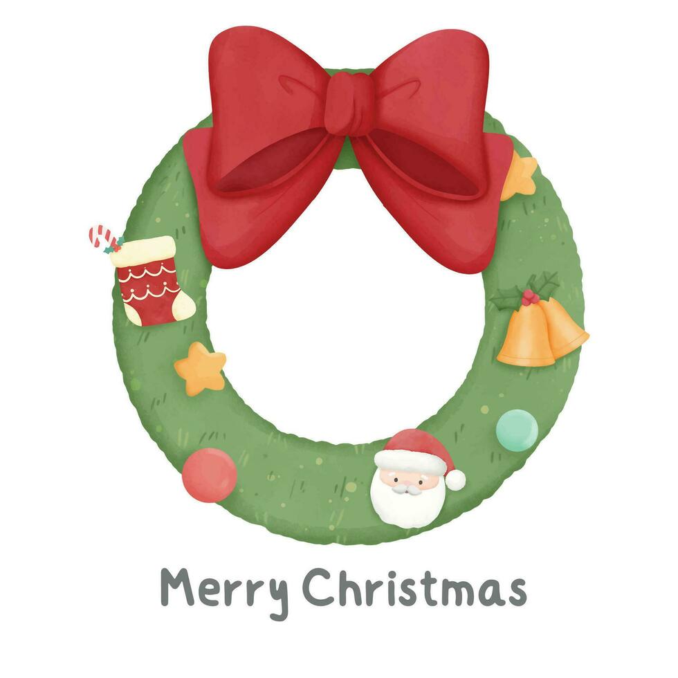 Watercolor Christmas decoration items vector