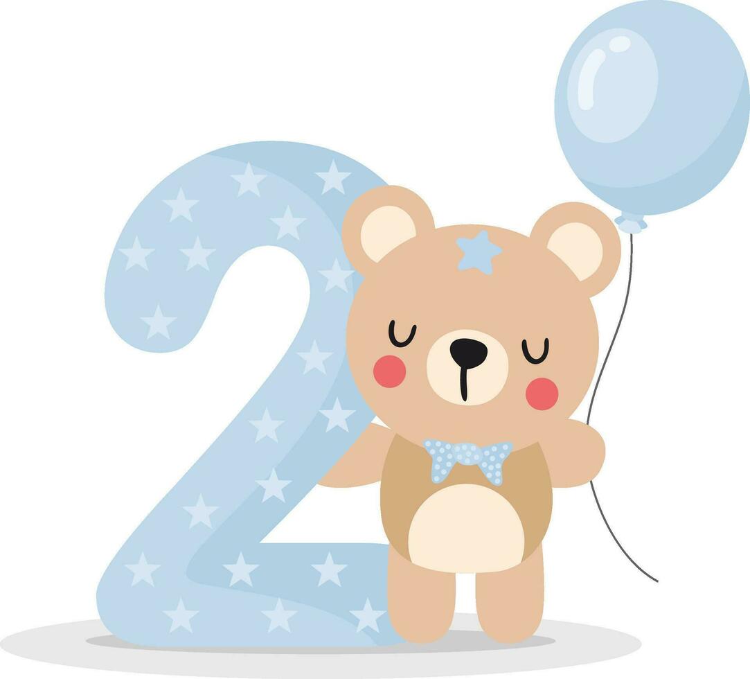 Cute teddy bear boy with balloon vector