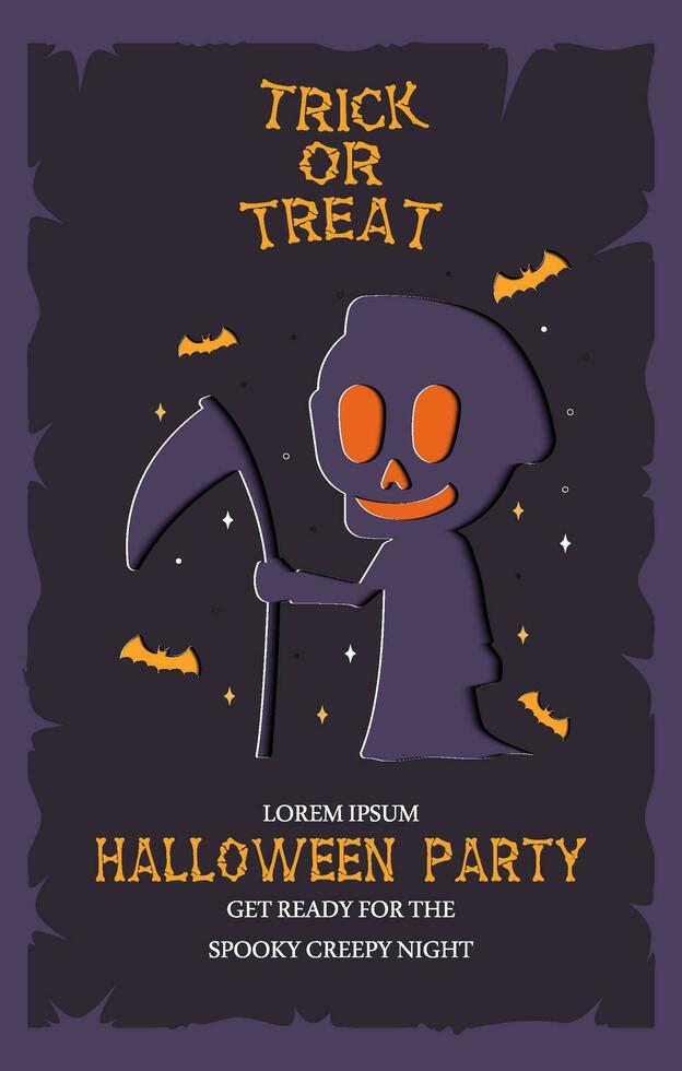 Halloween party invitation posters or brochure background in paper cut style. vector