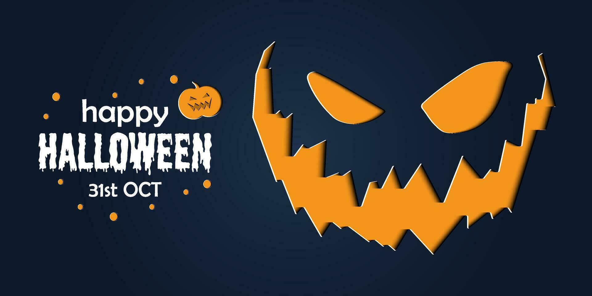Happy Halloween banner or party invitation background in paper cut style. vector